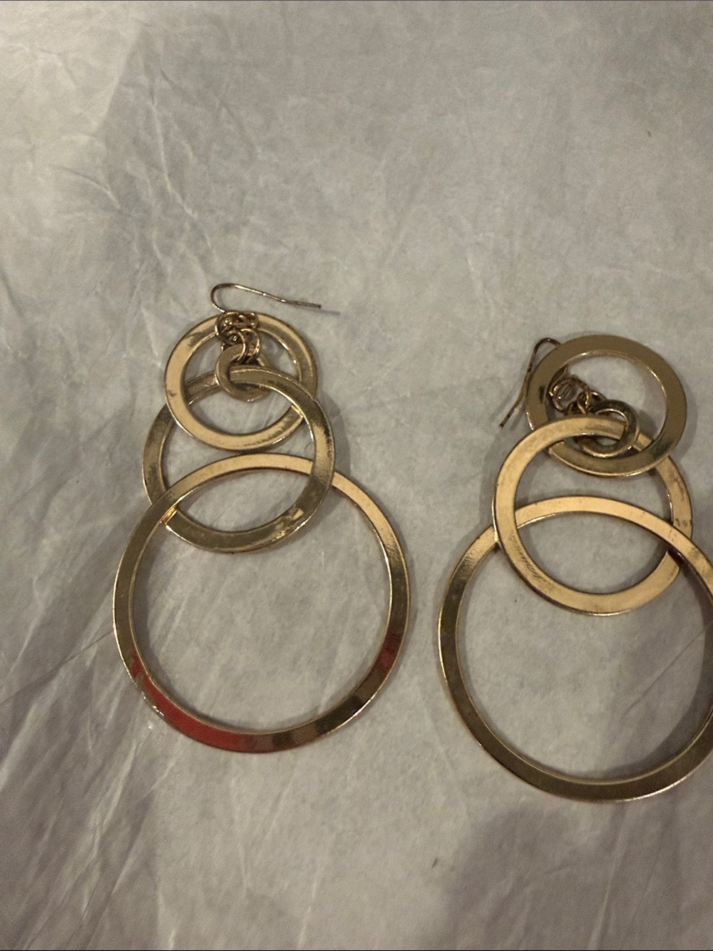 Gold Triple-Hoop Drop Earrings - Women's Elegant Jewelry